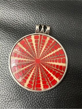 Retired Silpada Sundial Round Pendant - Shell& Sterling Silver